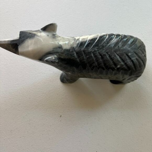 Hand Carved Gray ONYX Stone Bear Figurine Vintage Animal 8" - Picture 4 of 11